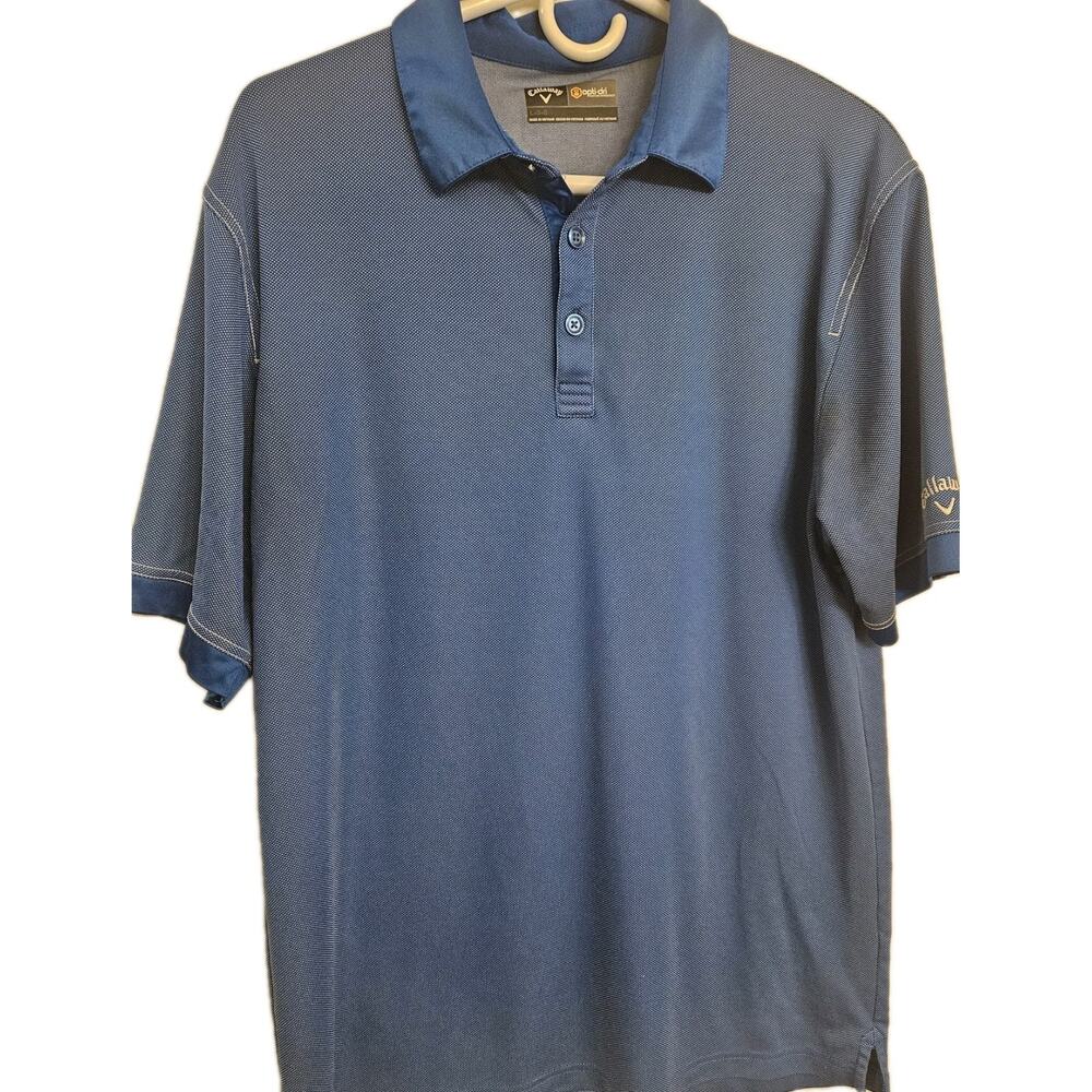 Callaway Golf Shirt Men Size L Blue Polo Lightweight Opti-Dri Outdoor